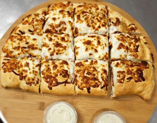 Buffalo Chicken Calzone with side Blue Cheese