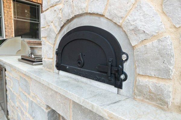 Close up of custom outdoor pizza oven