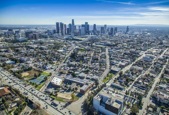 Great picture of our Down Town LA with our 103 kW project in the bottom of picture.