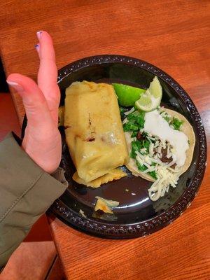 Tamales as big as my palm!