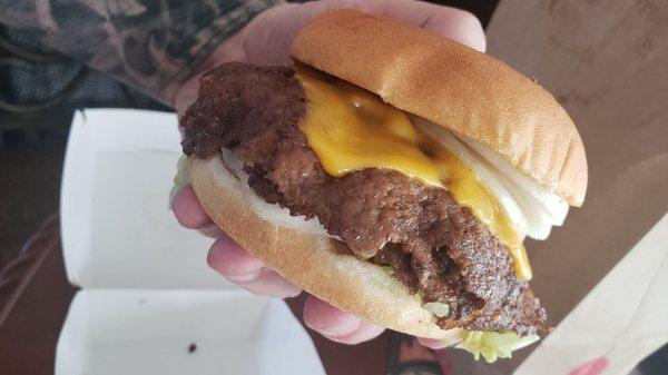 Steakburger double. Paper thin patties.