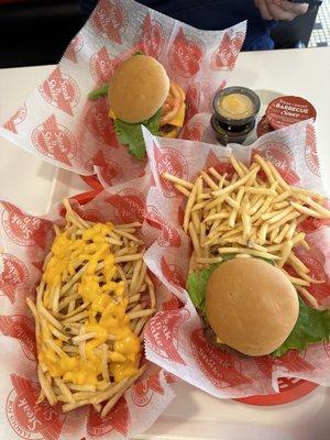 Burgers with a side of cheese fries