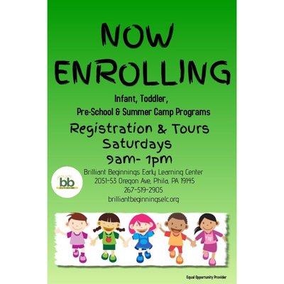 ENROLL and TOUR BBELC on SATURDAYS from 9am-1pm!!!