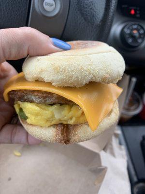 Breakfast sandwich with Western eggs & sausage