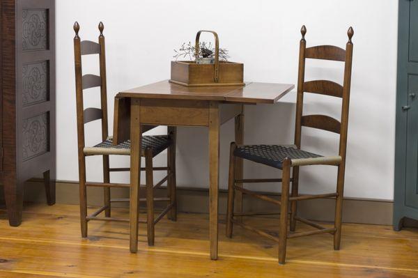 Perfect for two...Drop-Leaf Card Table with a pair of Three-Slat Side Chairs