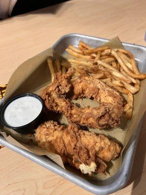 Hand-Breaded Tenders 3 piece with fries $13.99