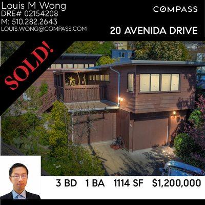 20 Avenida Dr Berkeley SOLD!