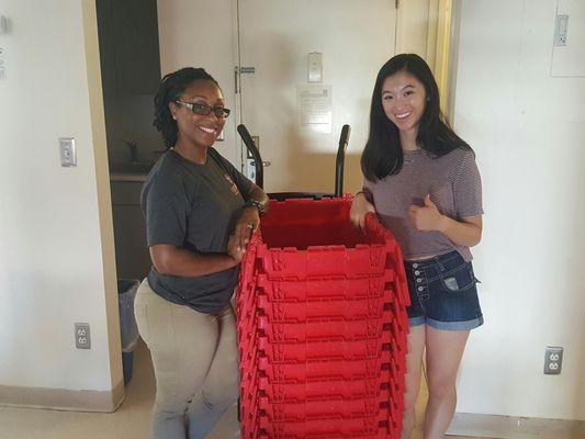 Welcome back Mary! Carlyene delivering bins at NYU.