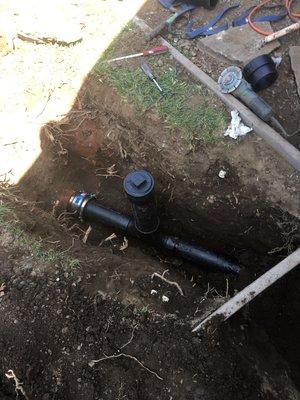 Property line cleanout installation