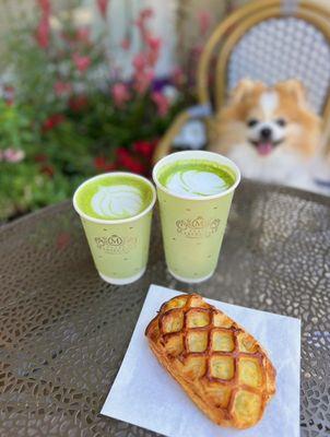 Leek & Parmesan Croissant ($8) + Matcha Latte (12 oz - $5.75, 16 oz - $6.50)