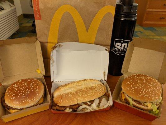 Quarter Pounder with cheese, McRib, and Big Mac