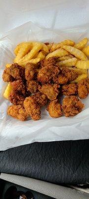 Fried oysters and fries. So fresh and delicious. Fried on the spot