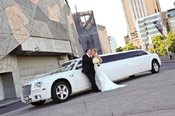 Happy Bride and Groom with a Temecula, CA Limousine Rental