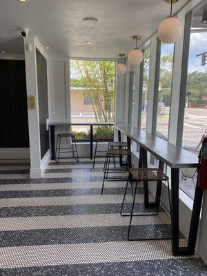 Counter seating up front to watch the world go by as you enjoy incredible ice cream