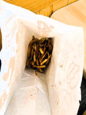 This is how my fries were served - in a bag, no other wrapper.  Kinda odd.