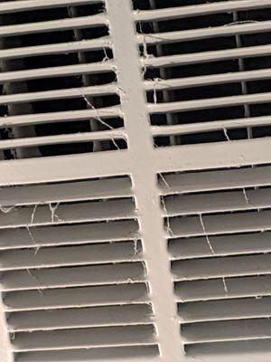 Debris and hair spray painted onto vents between tenants instead of cleaning.