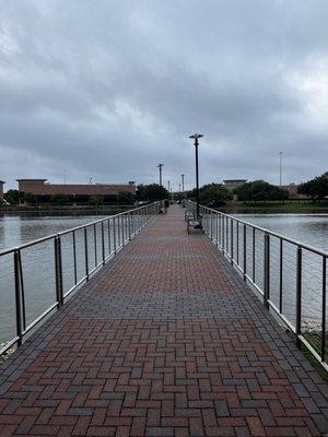 Bridge to get to a plaza of restaurants right by the hotel