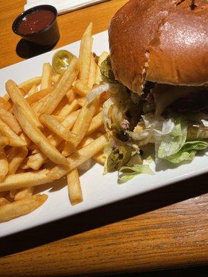 Jalapeño burger and fries