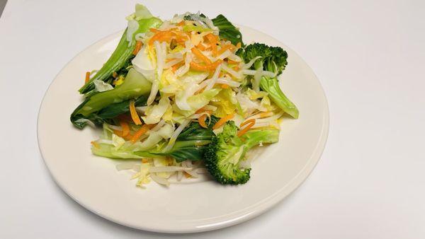 Steamed green vegetables