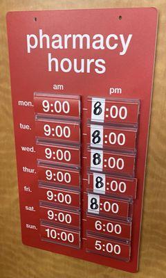 Pharmacy Hours as of 7/25/24