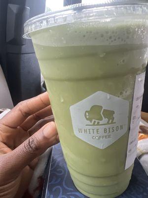 Matcha Green tea Frappuccino sub whole milk for oat milk (no whip)