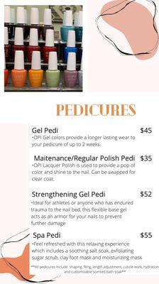 Pedicures- Pricing & Descriptions