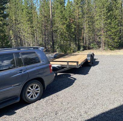 Our new trailer for towing our car behind our RV.