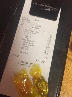 Your bill comes with random candy