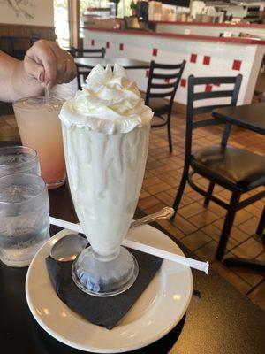 Vanilla shake in frosted glass