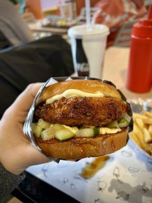 Hot Chicken Sando meal ($12, added plant based chicken for $2 more)