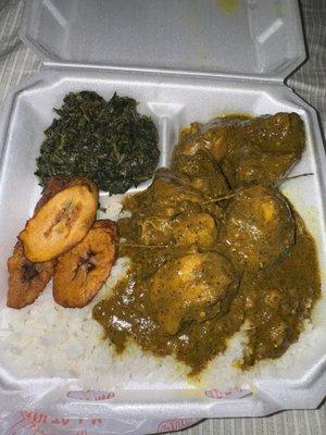 Chicken Curry Chicken Dinner Plantains Greens