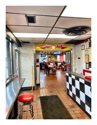 Inside. LULU's HOT DOGS.(Ogden Ave/Taylor St)Chicago Old School Hot Dogs Beef Burgers Gyros Salads Chicken Tamales etc. Cool!