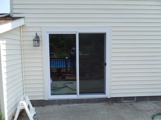 New patio door exterior with trim