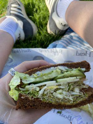 Vegetarian sandwich on squaw bread