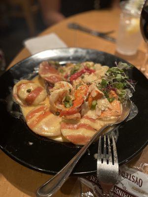 Lobster and shrimp w lobster ravioli in a sherry sauce... omg GET THIS