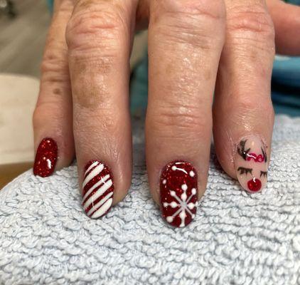 Christmas dip nails w designs