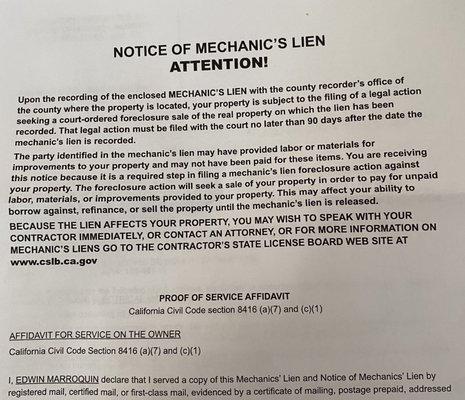 Lien notice