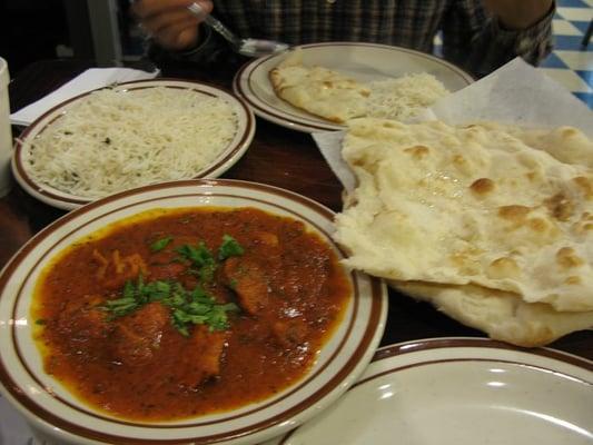 Basmati Rice, Chicken Curry, & Plain Naan