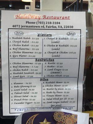 Restaurant menu (inside the market)