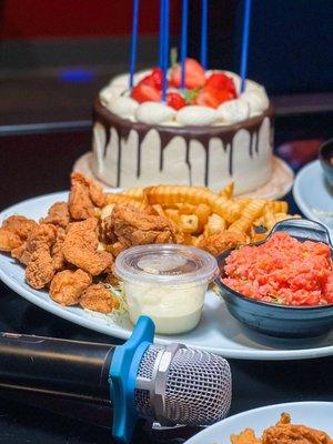 Pupu Platter with chicken, fries, and spicy poke