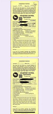 This is just a couple citations they actually put on my windshield. Just to show the comparison of the fraudulent one they wrote.