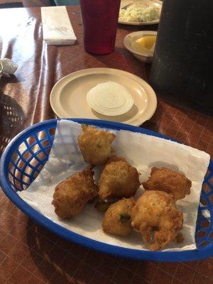 2 kinds of Hushpuppies! Regular or jalapeño.