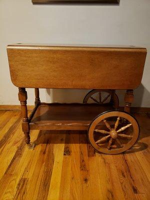 Vintage fruitwood coffee/tea cart in original condition