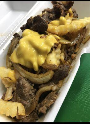 Loaded Philly Cheesesteak (special order with fries and yellow cheese)