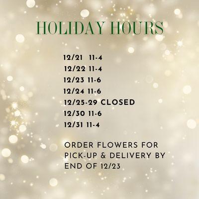 Holiday hours