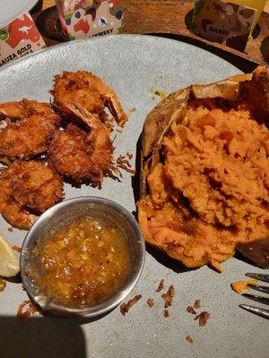 Coconut shrimp and a sweet potato!!