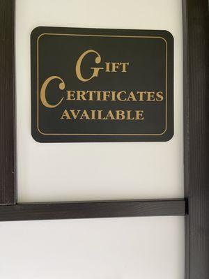 This Business have Gift Certificate Available!