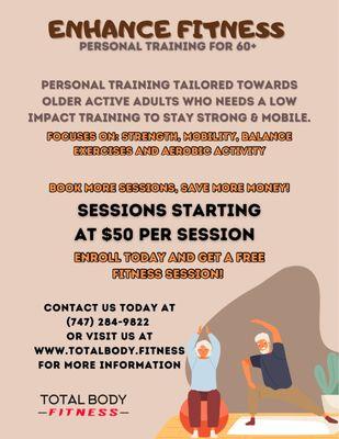 ENHANCE FITNESS PERSONAL TRAINING FOR SENIORS