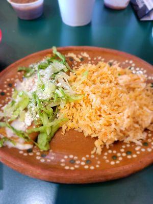 Cheese enchiladas and the best rice ever!