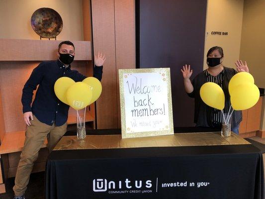 Masks on and socially distant - we're thrilled to reopen our branch lobby! Stop by.